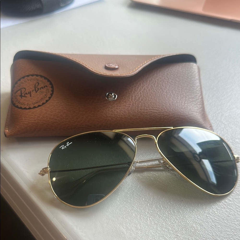 Ray-Ban Gold Frame Sunglasses with Dark Lenses